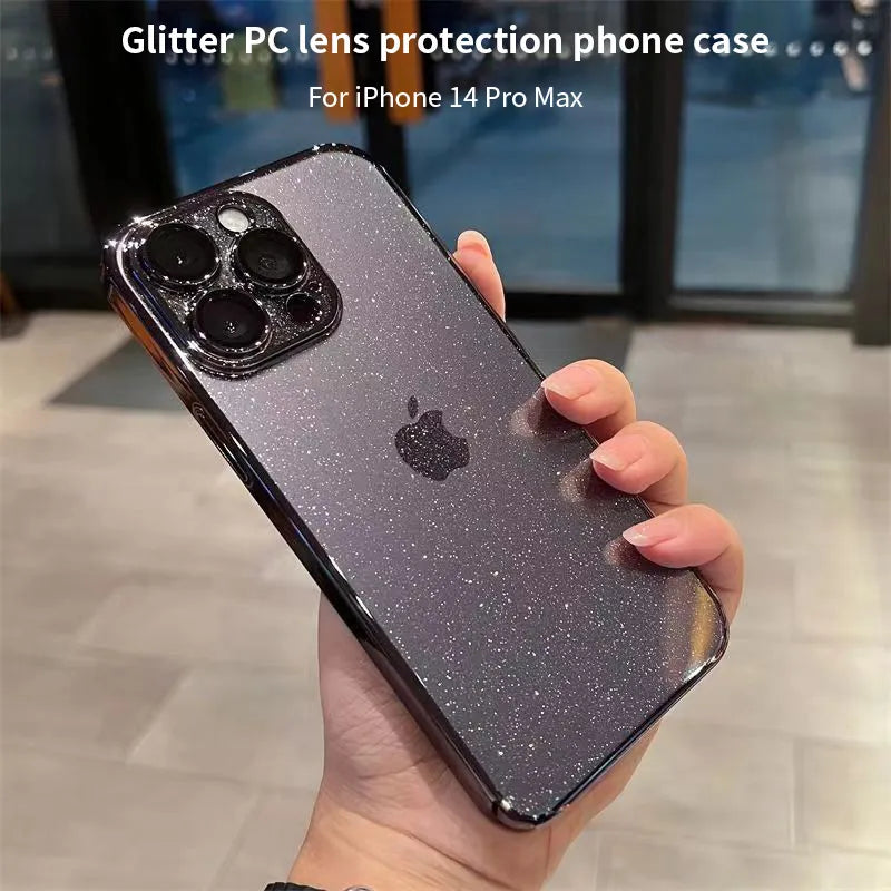 Luxury Electroplated Glitter Phone Case For iPhone  15 14 Pro Max Protective Shell Clear Transparent Shockproof Cover