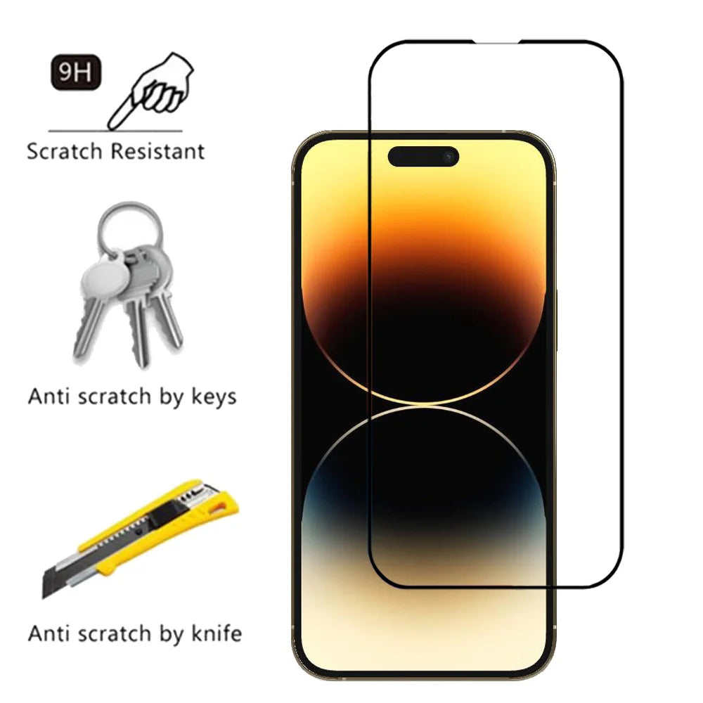 HD Protective Glass For iPhone 15 14 Pro Screen Protectors iPhone 15 14 13 12 11 Pro Max Tempered Glass & Lens Film iPhone 14 Plus iPhone15 Pelicula Cristal Templado i Phone 14 Promax Anti-Scratch Phone Front Film