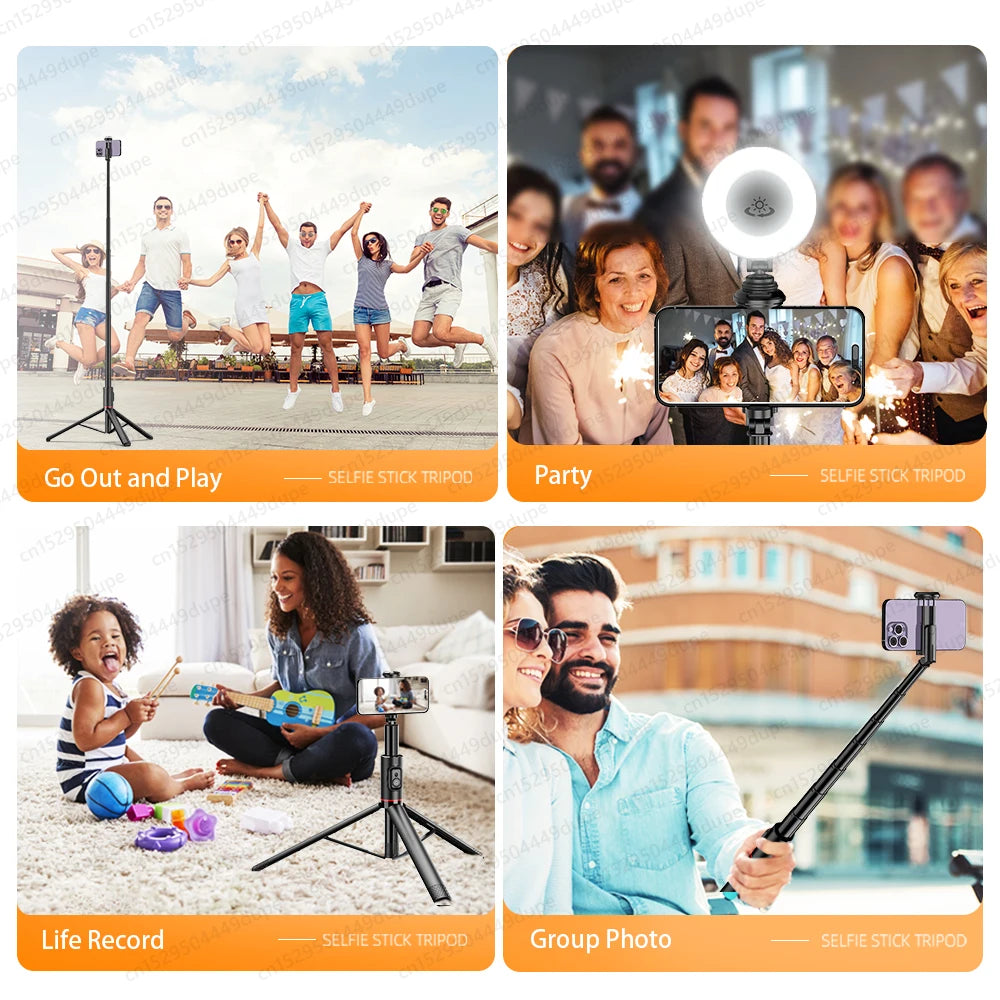 Selfie Stick with Wireless Bluetooth Remote, Portable 72 Inch Aluminum Alloy Selfie Stick Phone Tripod for iOS Android Cellphone