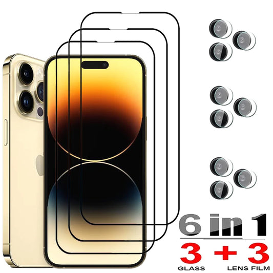 HD Protective Glass For iPhone 15 14 Pro Screen Protectors iPhone 15 14 13 12 11 Pro Max Tempered Glass & Lens Film iPhone 14 Plus iPhone15 Pelicula Cristal Templado i Phone 14 Promax Anti-Scratch Phone Front Film