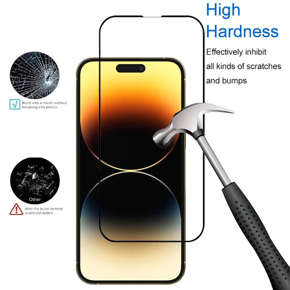 HD Protective Glass For iPhone 15 14 Pro Screen Protectors iPhone 15 14 13 12 11 Pro Max Tempered Glass & Lens Film iPhone 14 Plus iPhone15 Pelicula Cristal Templado i Phone 14 Promax Anti-Scratch Phone Front Film