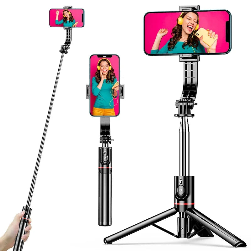 Portable Selfie Stick Phone Tripod with Wireless Remote, Expandable Smartphone Tripod, Compatible with iPhone, Android and Sams,