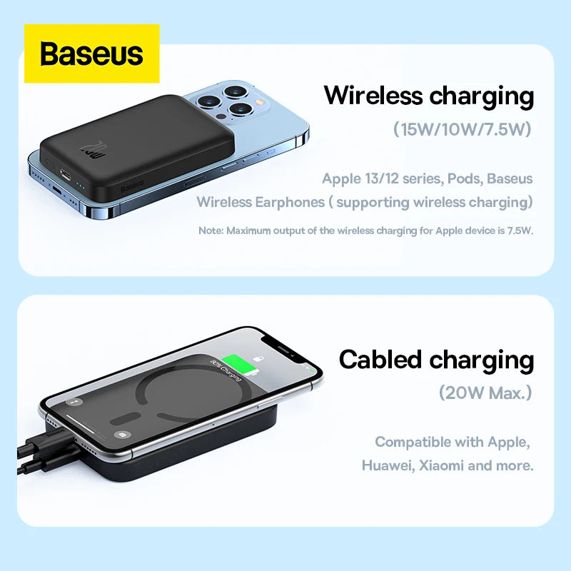 Baseus 6000mAh Power Bank Magnetic Wireless Charger 10000mAh Powerbank For iPhone 12 13 14 Pro Mini Portable External Battery